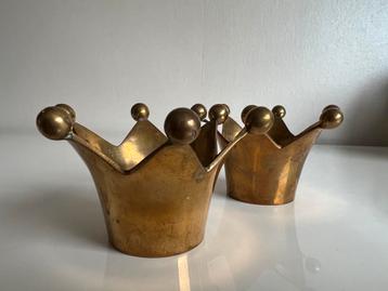 2 Vintage Crown Kroon Kandelaren Massief Hollywood Regency beschikbaar voor biedingen