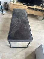 Grijs velours bankje met zwarte stalen onder frame, Ophalen, Minder dan 50 cm, 100 tot 125 cm, Zo goed als nieuw