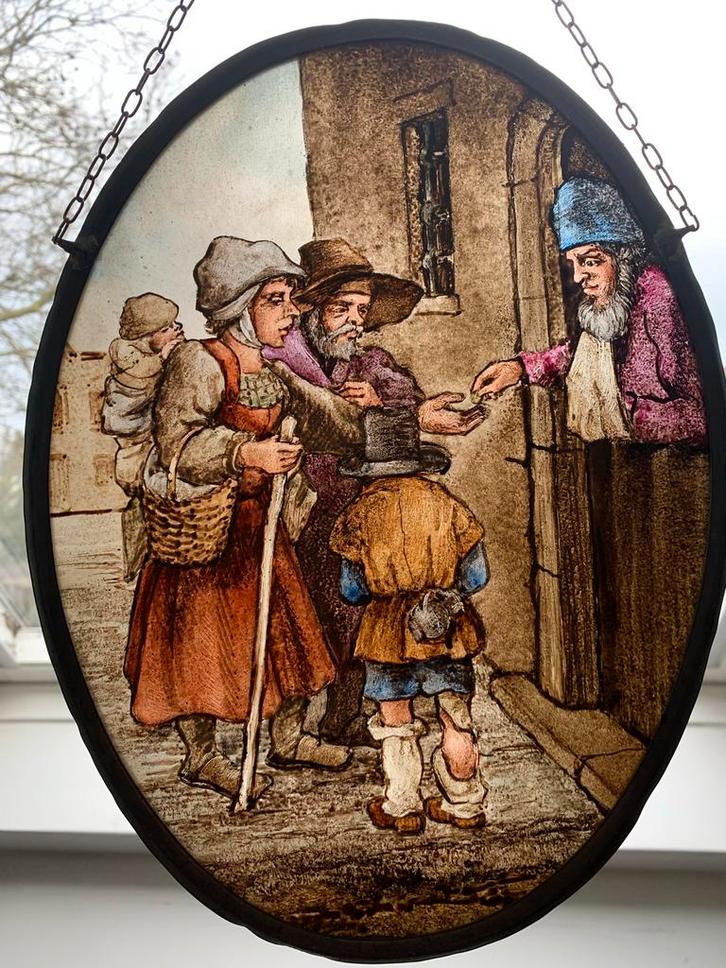 Gebrandschilderd Raamhanger Aalmoezenier, Antiek en Kunst, Kunst | Overige Kunst, Ophalen of Verzenden