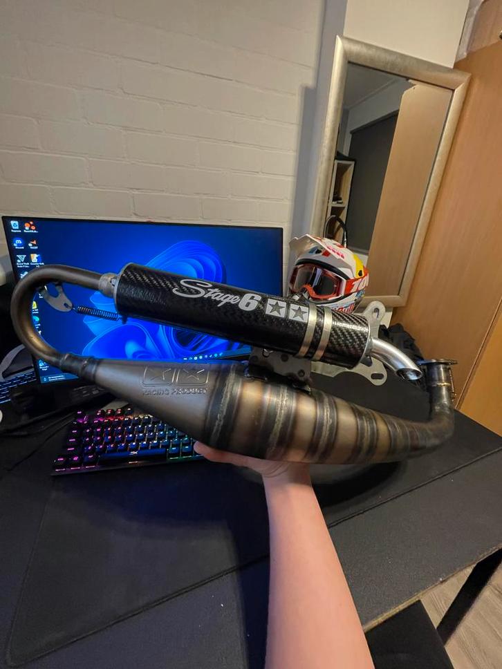 Uitlaat Stage6 R1400 Race MK2 Minarelli horizontaal, Fietsen en Brommers, Brommeronderdelen | Algemeen, Zo goed als nieuw, Uitlaat