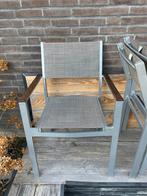 4 Grijze Tuinstoelen aluminium /hout - Stapelbaar, Tuin en Terras, Ophalen, Gebruikt, Aluminium, Stapelbaar