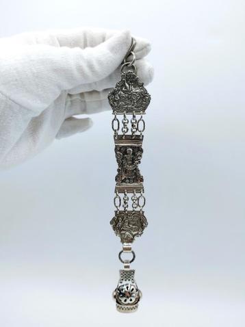 Zilveren heren chatelaine van bijbelslot, Zwolle, 1847 beschikbaar voor biedingen