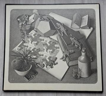 Oude reproductie van litho Escher, Reptiles, uit 1943 beschikbaar voor biedingen