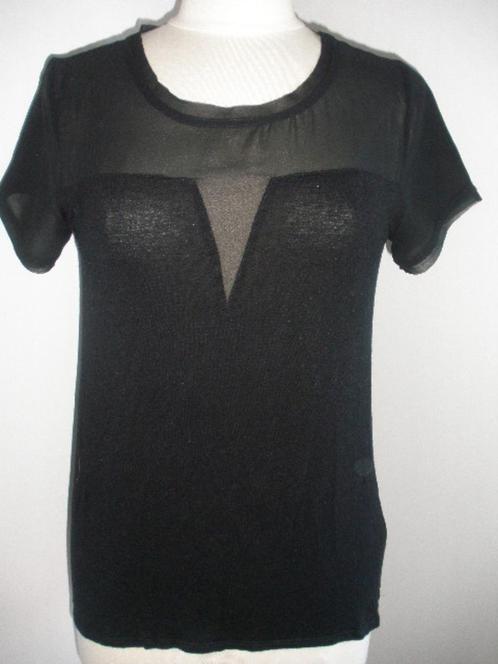 H&M t- shirt zwart met voile maat S, Kleding | Dames, T-shirts, Zo goed als nieuw, Zwart, Korte mouw, Ophalen of Verzenden