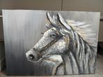 Groot grijs paardenhoofd schilderij., Ophalen, Zo goed als nieuw, Schilderij, 75 cm of meer