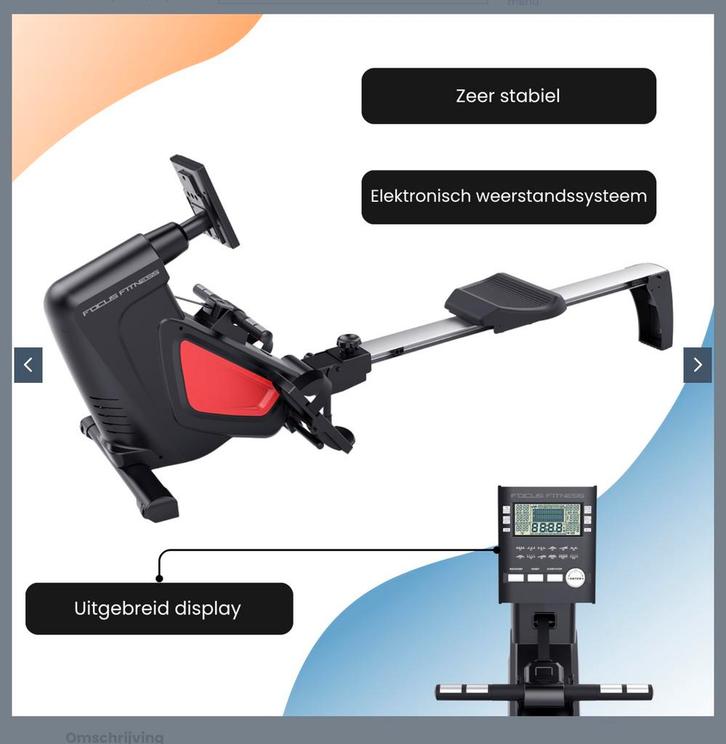 VERKOCHT- Focus Fitness Row 3 + beschermmat 220-80cm, Sport en Fitness, Fitnessapparatuur, Nieuw, Roeitrainer, Ophalen