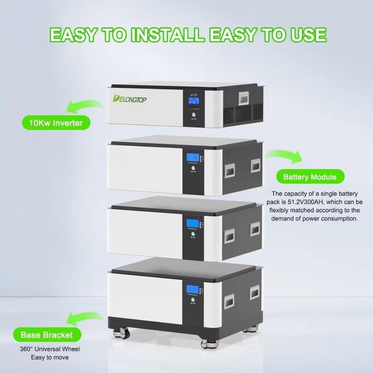 thuisbatterij power unit maar liefst 60 kw met 10kw inverter, Doe-het-zelf en Verbouw, Elektra en Kabels, Nieuw, Overige typen