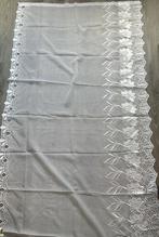 Witte vitrage met bloemenrand, Huis en Inrichting, Stoffering | Gordijnen en Lamellen, Ophalen, Wit, 50 tot 100 cm, Zo goed als nieuw