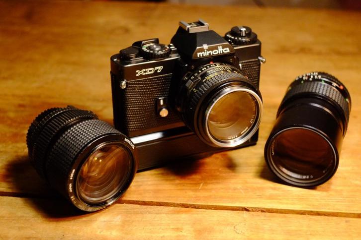 Minolta XD7 Vintage Spiegelreflexcamera met drie lezen, Audio, Tv en Foto, Fotocamera's Analoog, Zo goed als nieuw, Spiegelreflex