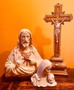 Set 3 religieuze beelden Jesus en Maria, Antiek en Kunst, Antiek | Religie, Ophalen