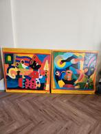 moderne kunst 2x Gesigneerde schilderijen handmade, Ophalen of Verzenden