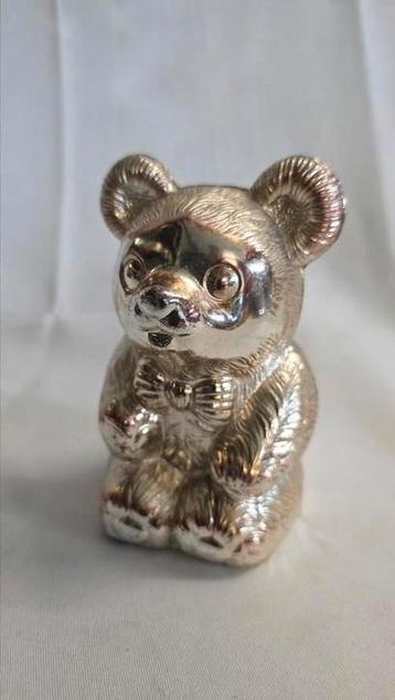 Verzilverde beer spaarpot. In nette staat  beschikbaar voor biedingen