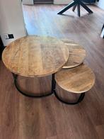 Salontafel mangohout 3 stuks, Ophalen, Rond, 50 tot 100 cm, Zo goed als nieuw