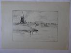 Litho brug met molens en boot, Zaandam onbekend signatuur, Antiek en Kunst, Kunst | Litho's en Zeefdrukken, Verzenden