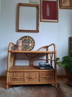 Rotan bamboe kastje, sidetable, met 3 laatjes, 50 tot 100 cm, Ophalen of Verzenden, Zo goed als nieuw, 25 tot 50 cm