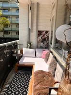 Balkon loungebankje met twee hockers van Acacia hout, Ophalen, Zo goed als nieuw, Hout