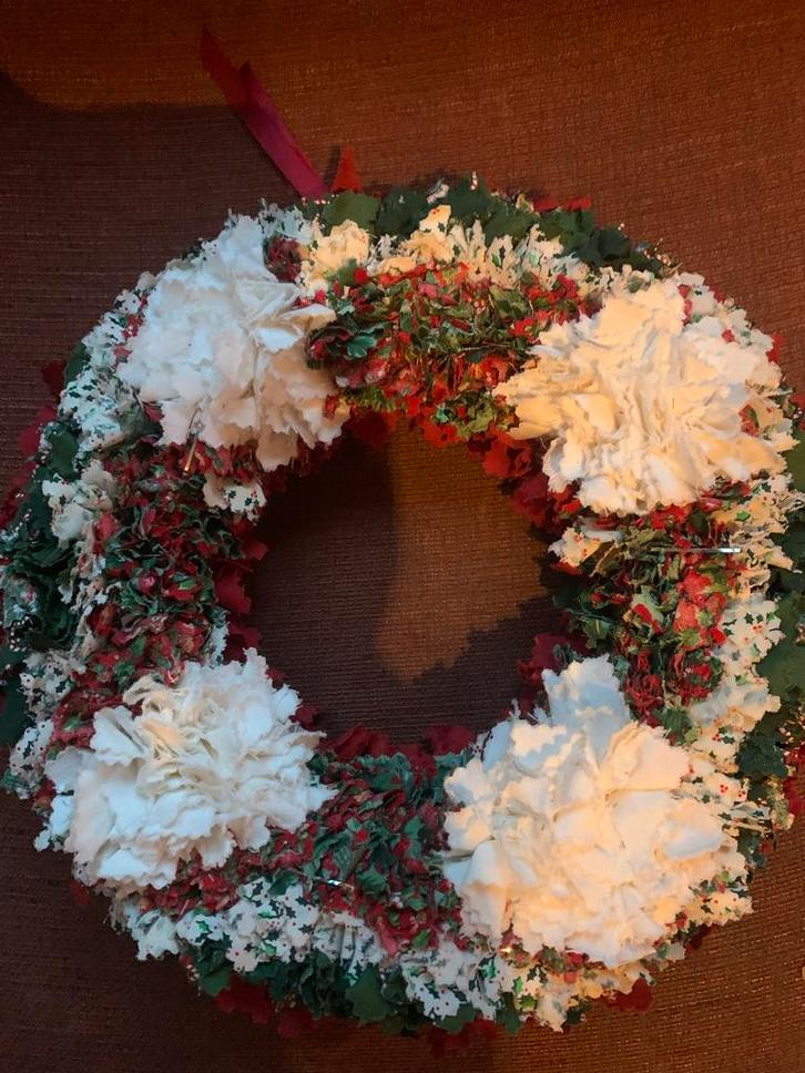 Handgemaakte Krans van Stoffen, Huis en Inrichting, Woonaccessoires | Kransen, Gebruikt, Ophalen of Verzenden