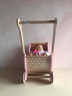 Meegroei houten poppenwagen met pop en fles, Ophalen of Verzenden, Zo goed als nieuw, Babypop