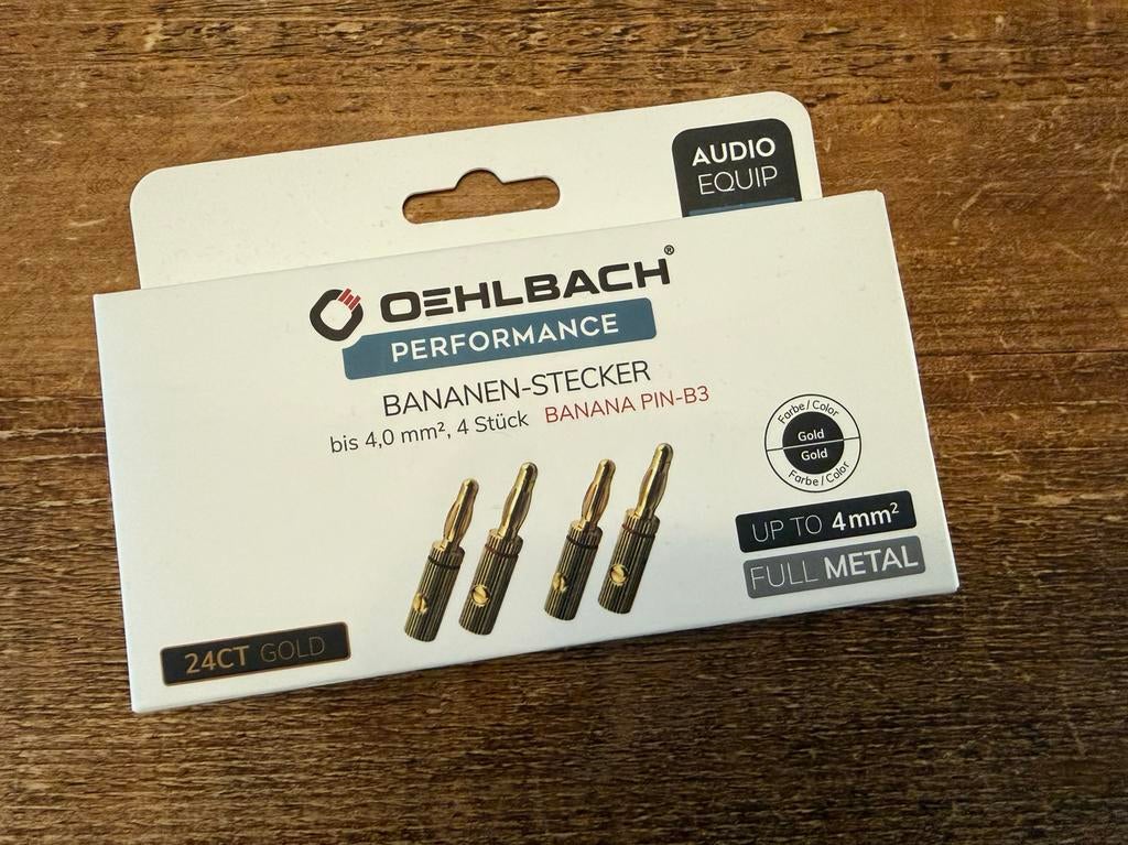Oehlbach Bananenstekkers tot 4mm - Nieuw in verpakking, Ophalen of Verzenden, Nieuw, Minder dan 2 meter, Luidsprekerkabel