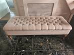 Beige hocker gecapitonneerd houten poot Olav Home, Ophalen, Gebruikt, Rechthoekig, 50 tot 75 cm
