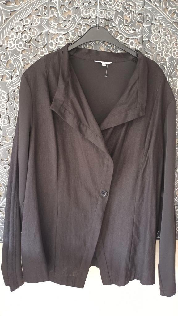 Miss Etam Linnen Jasje Zwart Maat 48 (valt als 44/46), Kleding | Dames, Jasjes, Kostuums en Pakken, Ophalen of Verzenden
