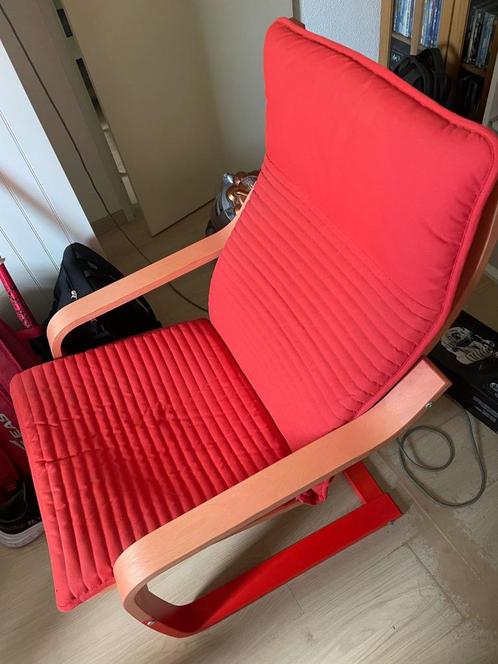 Stoel Ikea poang rood, Huis en Inrichting, Stoelen, Gebruikt, Eén, Hout, Rood, Ophalen