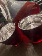 Glazen Vaas met Rode Waas incl. 2 sfeerlichtjes, Ophalen of Verzenden, Rood, Glas, Minder dan 50 cm