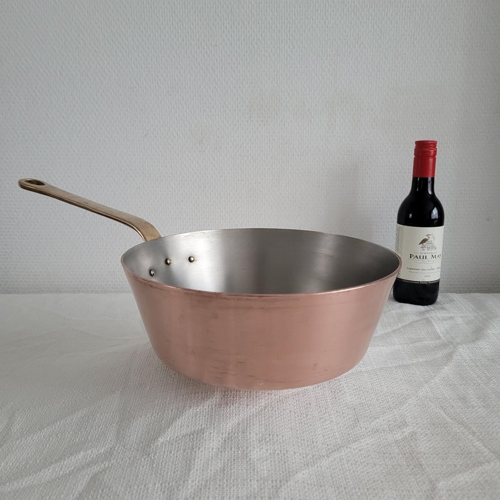 Wegro Dikwandige conische koperen horeca pan sauspan, Ophalen of Verzenden, Gebruikt, Rvs, Koekenpan of Braadpan