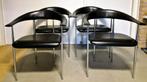 4  fasem P40 stoelen met tuigleer, Huis en Inrichting, Stoelen, Vier, Gebruikt, Metaal, Zwart