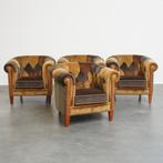 Unieke set van 4 chesterfield clubfauteuils, Huis en Inrichting, Fauteuils, Ophalen, 75 tot 100 cm, Zo goed als nieuw, 75 tot 100 cm