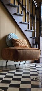 Velvet Gouden Hocker / Poef, 50 tot 75 cm, Ophalen of Verzenden, Zo goed als nieuw, Rechthoekig