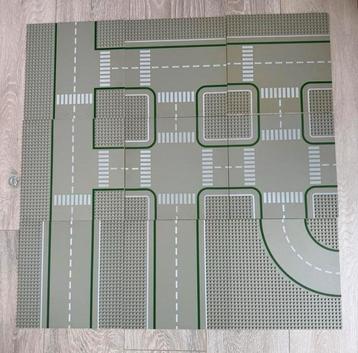 LEGO wegplaten - klassiek grijs met groen (9 stuks) beschikbaar voor biedingen