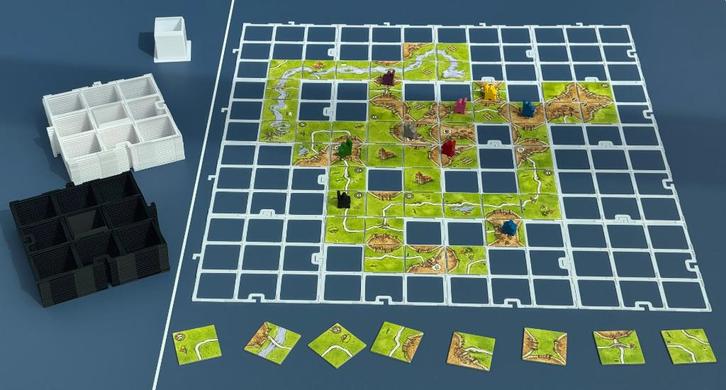 Tile Grid Pack (16 grids + houder) voor Carcassonne, Hobby en Vrije tijd, Gezelschapsspellen | Bordspellen, Nieuw, Een of twee spelers
