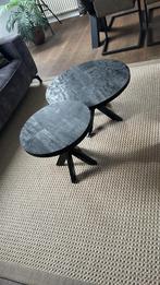 Salontafel set zwart eiken, Huis en Inrichting, Tafels | Salontafels, Ophalen, 50 tot 100 cm, Rond, Zo goed als nieuw