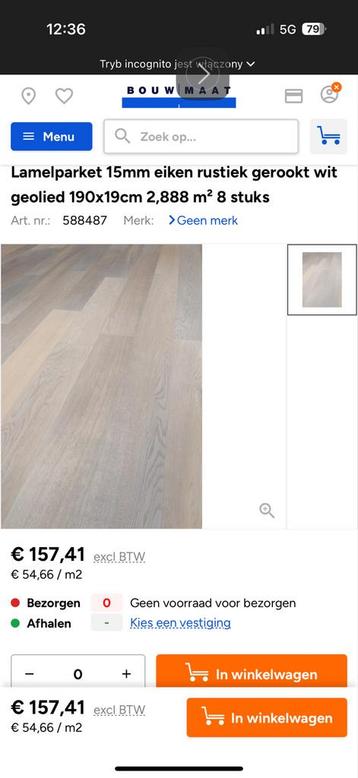 Eiken Lamelparket 190x19cm - Nieuw! beschikbaar voor biedingen