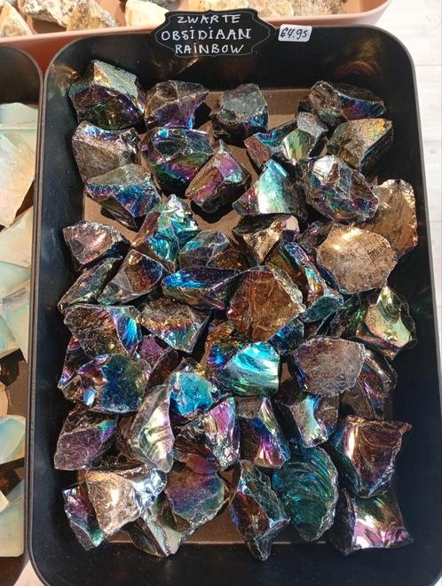 Rainbow Zwarte Obsidiaan, Verzamelen, Mineralen en Fossielen, Mineraal, Ophalen of Verzenden
