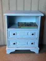 Brocante  Nachtkastje met Lades - kastje -blauw -, Ophalen, Gebruikt, 25 tot 50 cm