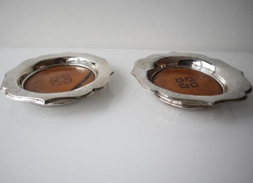 Paar antieke zilveren flessenbakken/ onderzetters 19e eeuw, Antiek en Kunst, Antiek | Goud en Zilver, Zilver, Ophalen of Verzenden