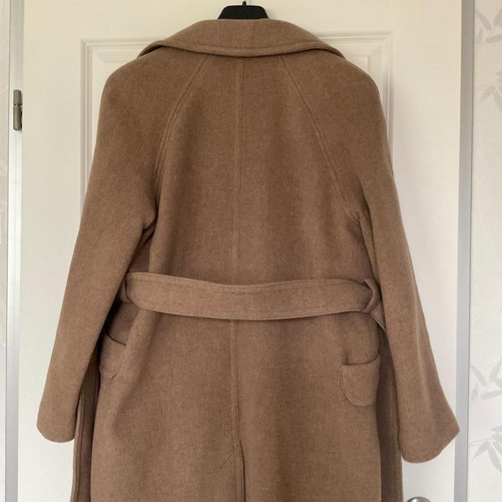 Lange wollen damesjas, Kleding | Dames, Jassen | Winter, Zo goed als nieuw, Maat 36 (S), Bruin, Ophalen of Verzenden