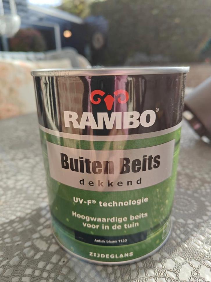 3x 750 ML Rambo Dekkende Buiten Beits - Antiek Blauw, Doe-het-zelf en Verbouw, Verf, Beits en Lak, Nieuw, Beits, Minder dan 5 liter