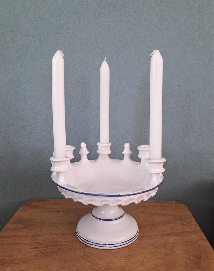 Zeldzaam vintage kandelaar schaal op voet., Antiek en Kunst, Curiosa en Brocante, Ophalen of Verzenden