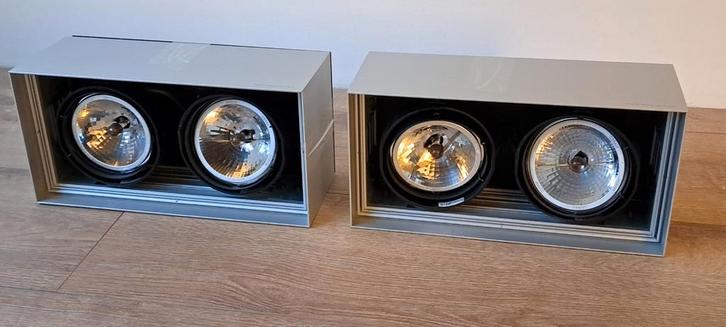 Te koop: 2 Modular spots, Huis en Inrichting, Lampen | Spots, Gebruikt, Plafondspot of Wandspot, Metaal of Aluminium, Ophalen of Verzenden
