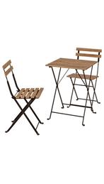 Ikea Tarno bistroset, tafel en 2 stoelen, Tuin en Terras, Tuinsets en Loungesets, Gebruikt, Tuinset, Hout, Eettafel