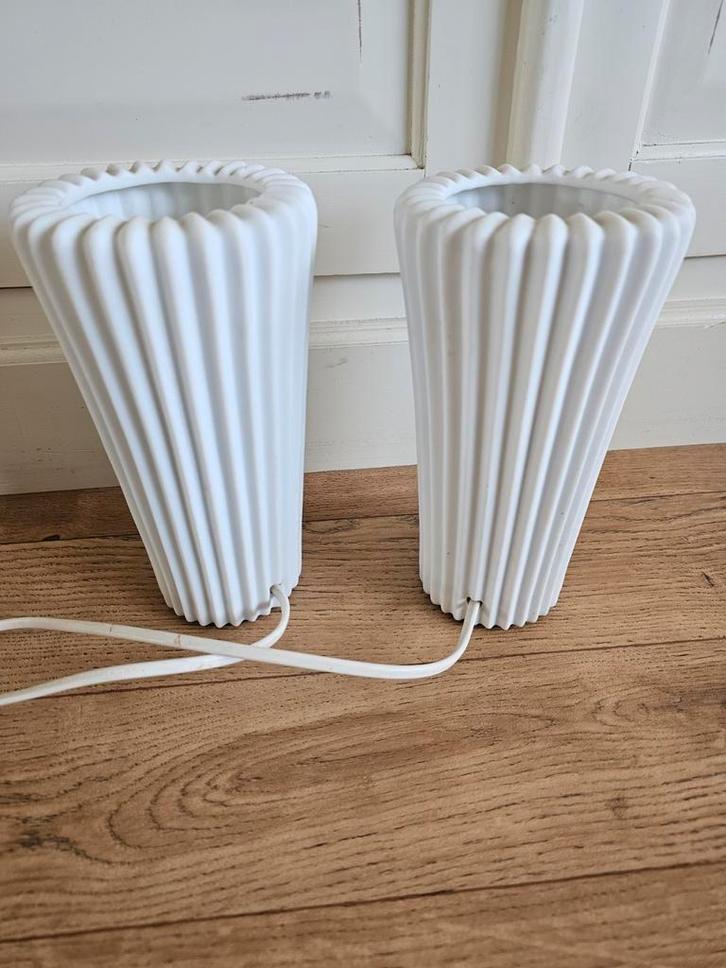 Plissé bista tafellampjes, Huis en Inrichting, Lampen | Tafellampen, Zo goed als nieuw, Minder dan 50 cm, Ophalen of Verzenden