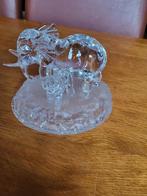 Glazen Olifant met Jong, Tuin en Terras, Ophalen of Verzenden, Zo goed als nieuw, Overige materialen, Dierenbeeld