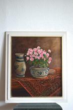 Roze bloem - Schilderij, Antiek en Kunst, Kunst | Schilderijen | Klassiek, Ophalen of Verzenden