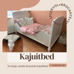 Sfeervol uniek brocante kajuit bed, massief hout, 210x113 cm, Ophalen, 100 cm, Eenpersoons, Wit