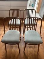 Set van 4 vintage Thonet eetkamerstoelen, Huis en Inrichting, Stoelen, Ophalen, Hout, Blauw, Zo goed als nieuw