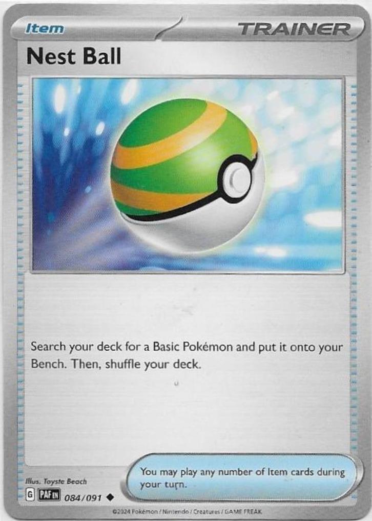 Paldean Fates,  Nest Ball [uncommon] 84/91, Hobby en Vrije tijd, Verzamelkaartspellen | Pokémon, Nieuw, Losse kaart, Ophalen of Verzenden