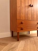 Vintage kast legkast wandkast teak hout knoppen jaren 50/60, Ophalen, Gebruikt, 100 tot 150 cm, Teakhout